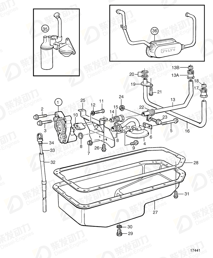 volvo penta Oil dipstick 862197 Drawing volvo penta Oil dipstick 862197 Drawing